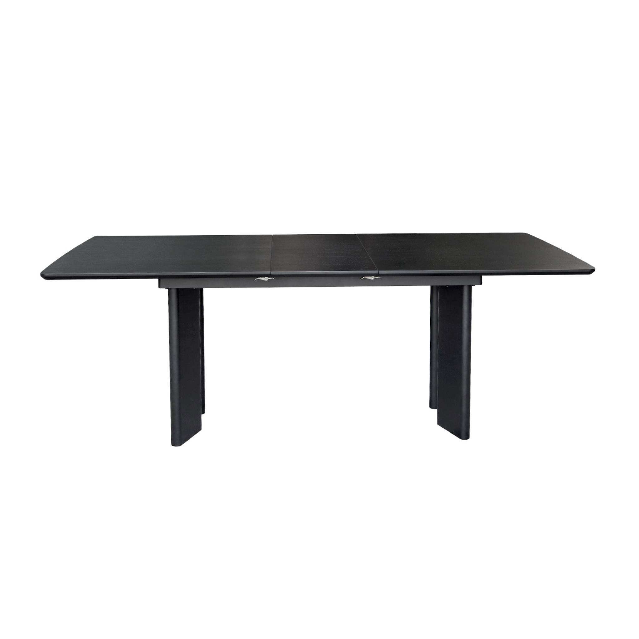 Table à manger rectangulaire extensible bois d'hévéa et placage chêne noir 6-8 places 170-210cm - Albane