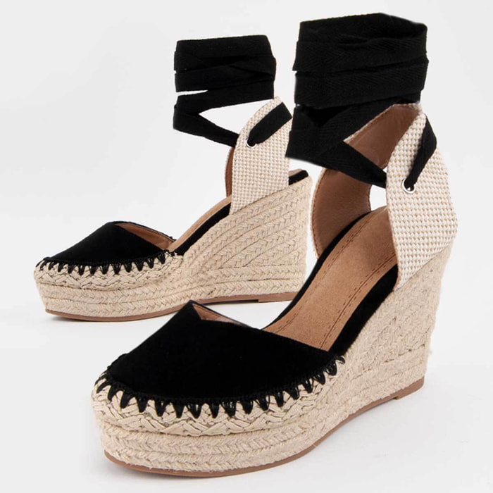 Alpargata De Cuña - Negro - Altura: 9 Cm