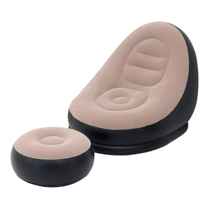 Sillón inflable ergonómico con reposapiés, soporta hasta 150 kg e incluye bomba de inflar.