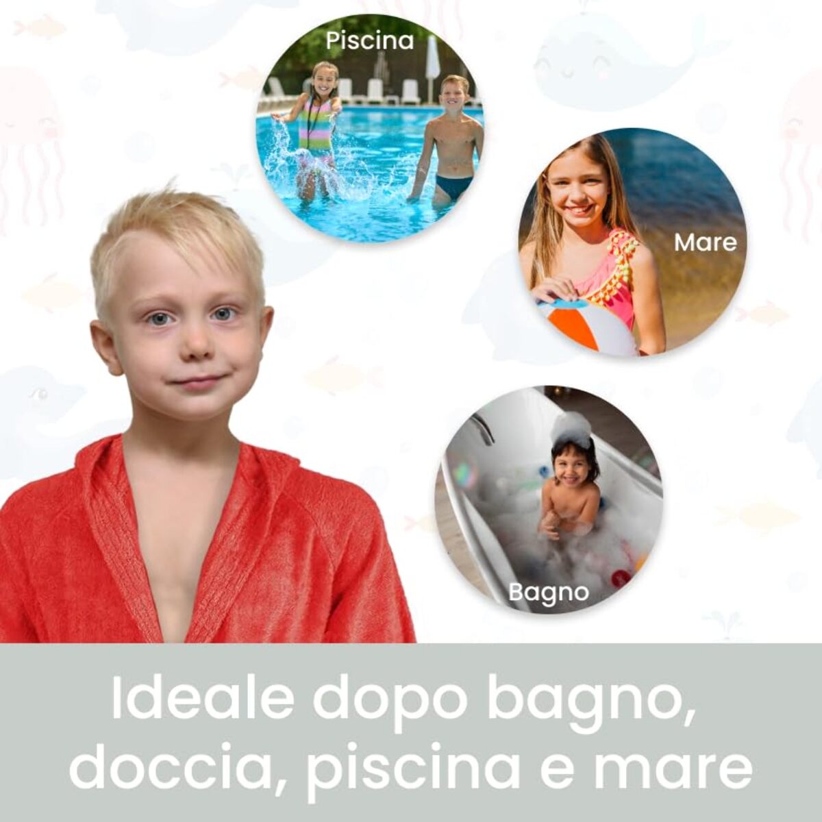 INTRECCI Accappatoio Bambino e Bambina, Accappatoio Spugna di Cotone, Assorbente, Morbido, per Pelli Sensibili, Certificato Oeko-Tex.