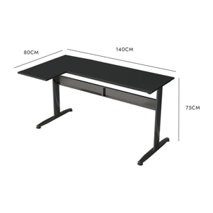 Scrivania Rute, Scrittoio angolare, Scrivania ufficio multiuso, Tavolo da lavoro salvaspazio, 80x140h75 cm, Nero