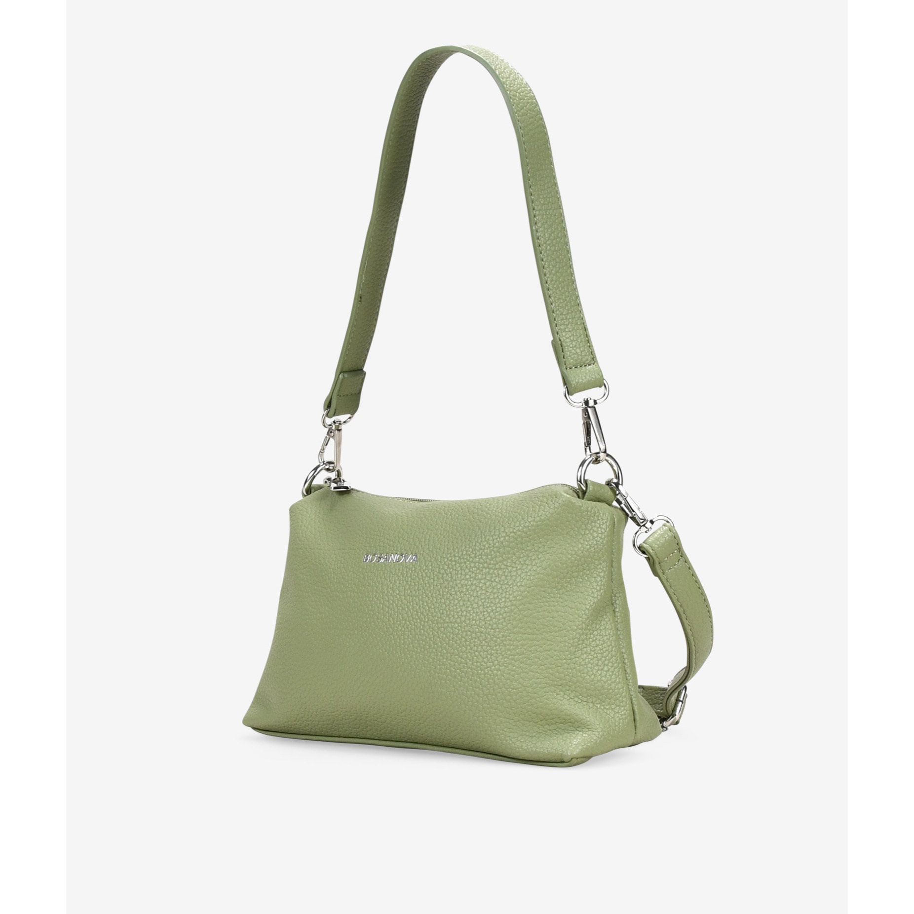 Bolso de hombro verde pequeño con cremallera