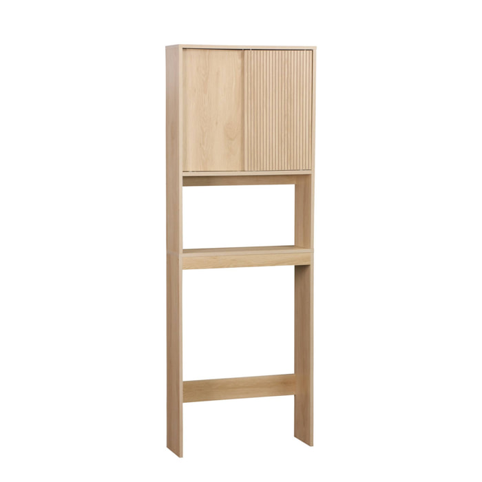 Etagère / Meuble WC Linear avec portes coulissantes. 3 espaces de rangement. naturel. 64 x 20 x 180 cm
