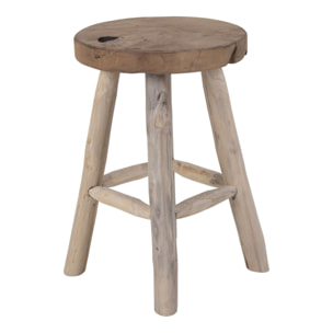 Sgabello Badia in teak naturale a 4 gambe, ø30 x 45 cm