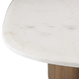 JAMES - Table basse 80x75cm plateau marbre blanc de Banswara