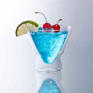 Juego de vasos de coctel de doble pared 230ml en vidrio borosilicato alta resistencia