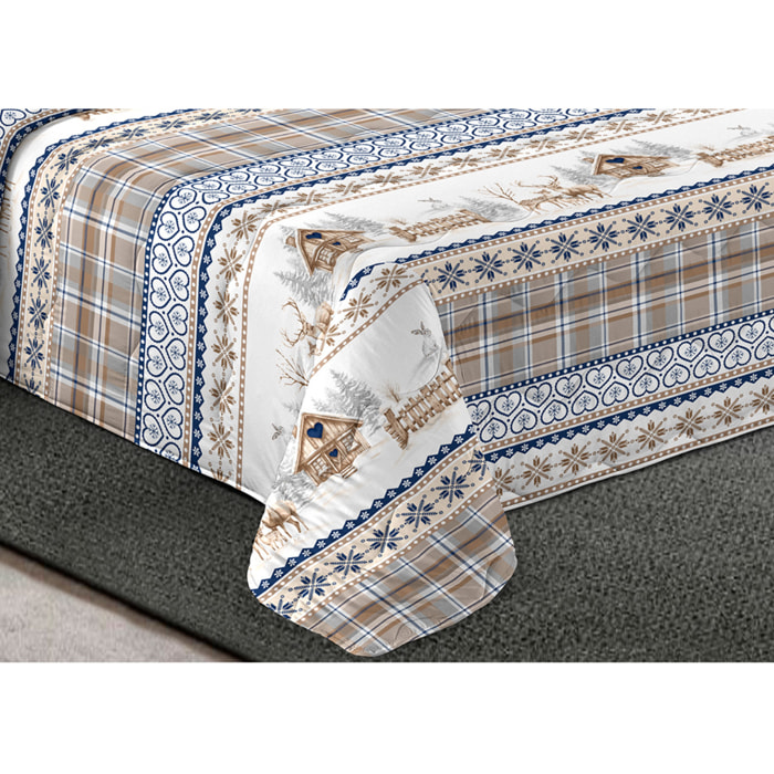 Trapunta Invernale 300gr Made in Italy Piumone Clado Linea Scaldanotti Disegno Tirolese Valgardena Blu