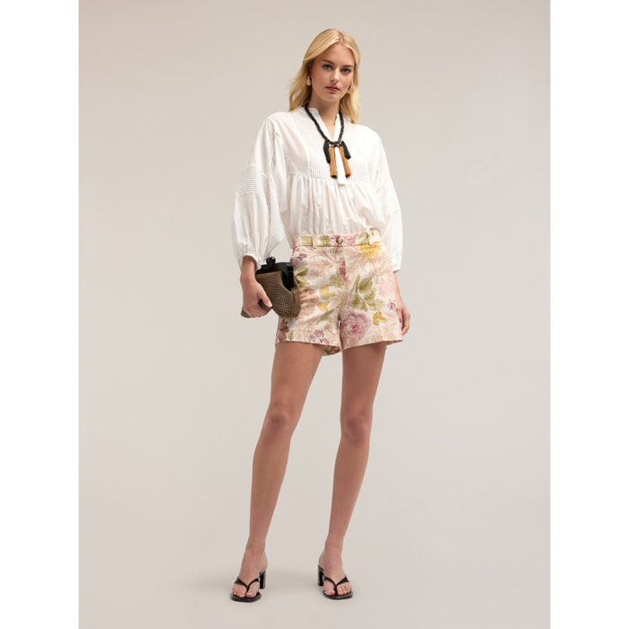 Motivi - Pantalones cortos con estampado floral - Rosa cipria