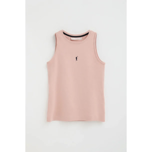 Camiseta sin mangas rosa palo de corte slim con bordado Rigby Go