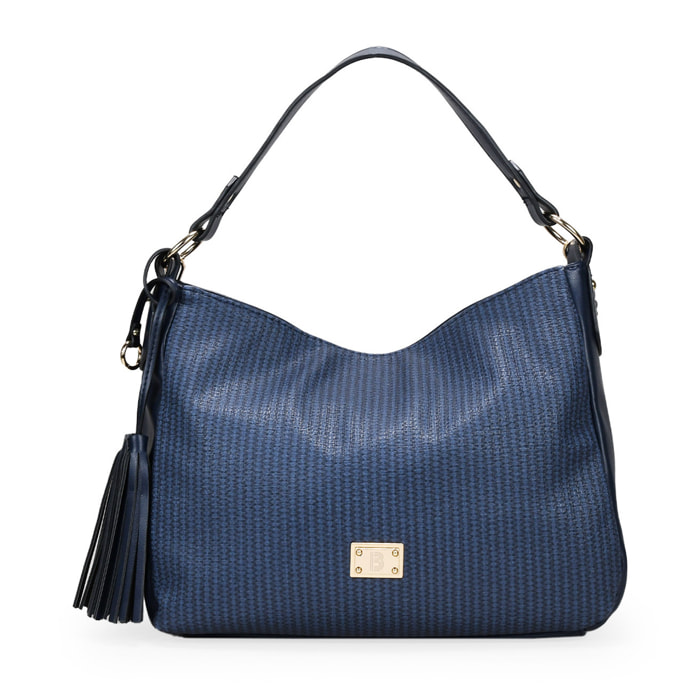 Bolso de hombro azul con cremallera