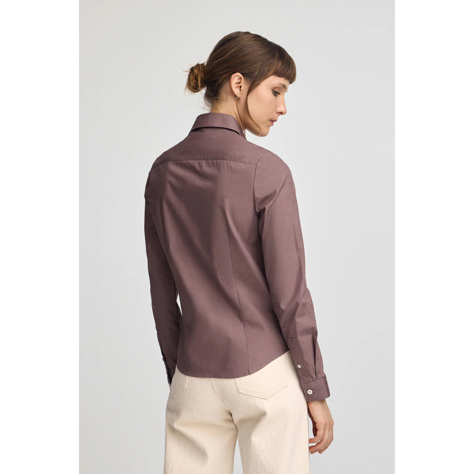 Camisa rosa taupe de corte slim con logo Rigby Go