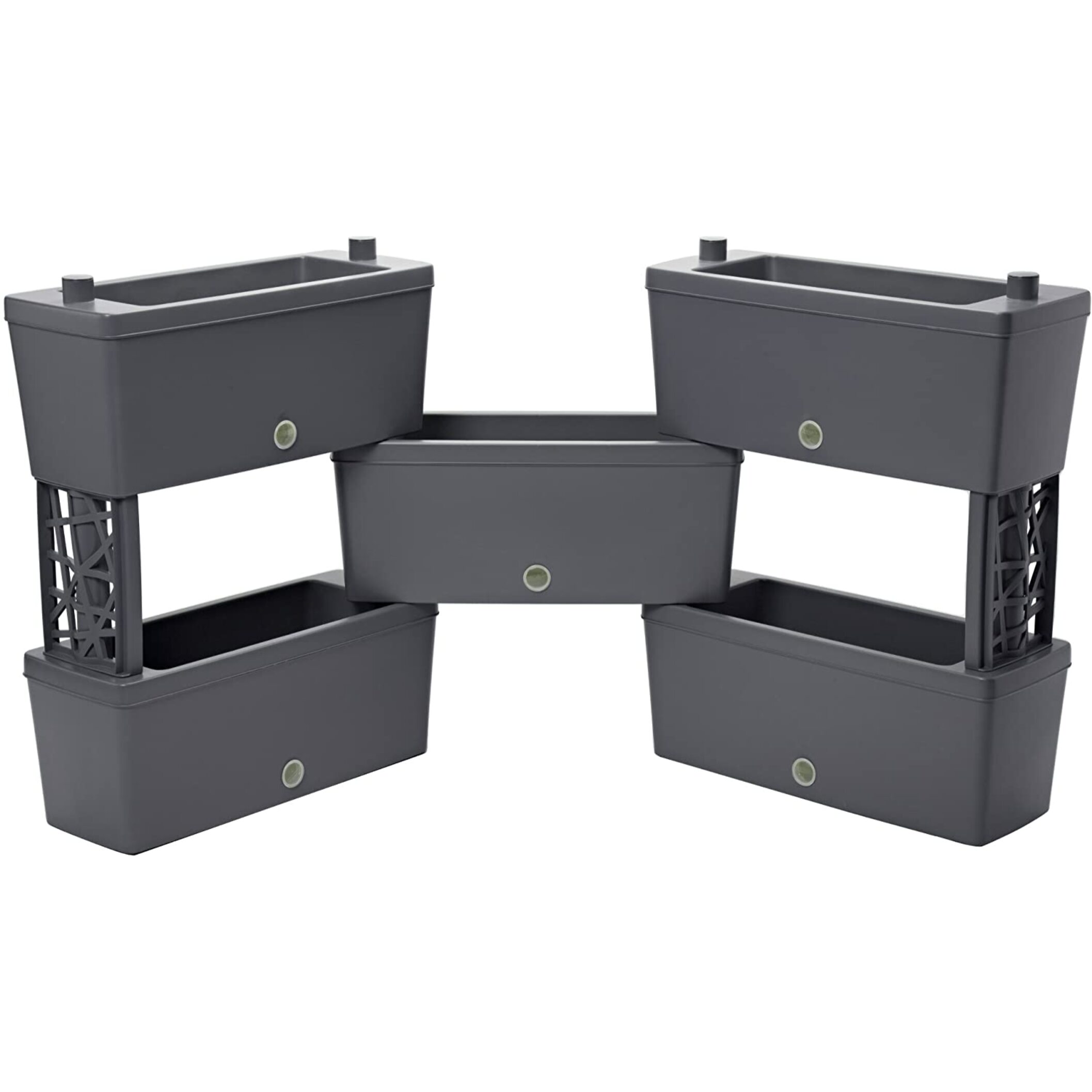 Brick - Kit di 5 fioriere collegabili da 59cm. Colore grigio. Made in Italy