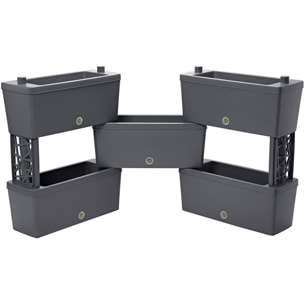 Brick - Kit di 5 fioriere collegabili da 59cm. Colore grigio. Made in Italy