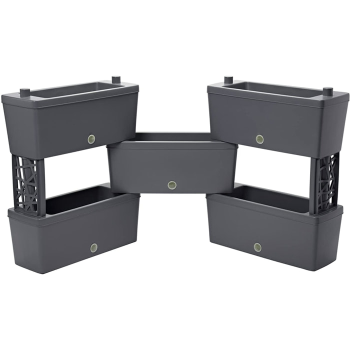 Brick - Kit di 5 fioriere collegabili da 59cm. Colore grigio. Made in Italy