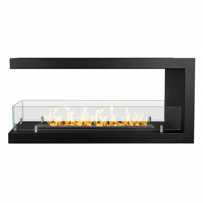 Maratea 120 - Camino a Bioetanolo da Incasso Trifacciale 120x50x30 cm con Bruciatore 1,25lt in Acciaio
