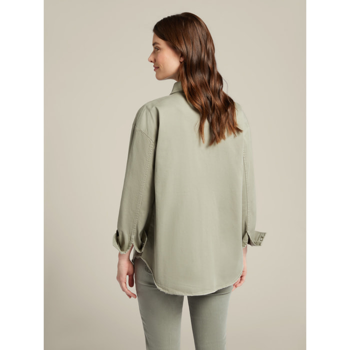 Elena Mirò - Camicia in cotone sostenibile con ricami - Verde chiaro