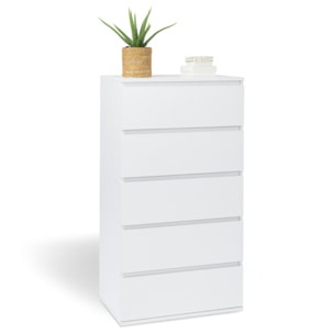 Commode Tom 5 tiroirs blanche