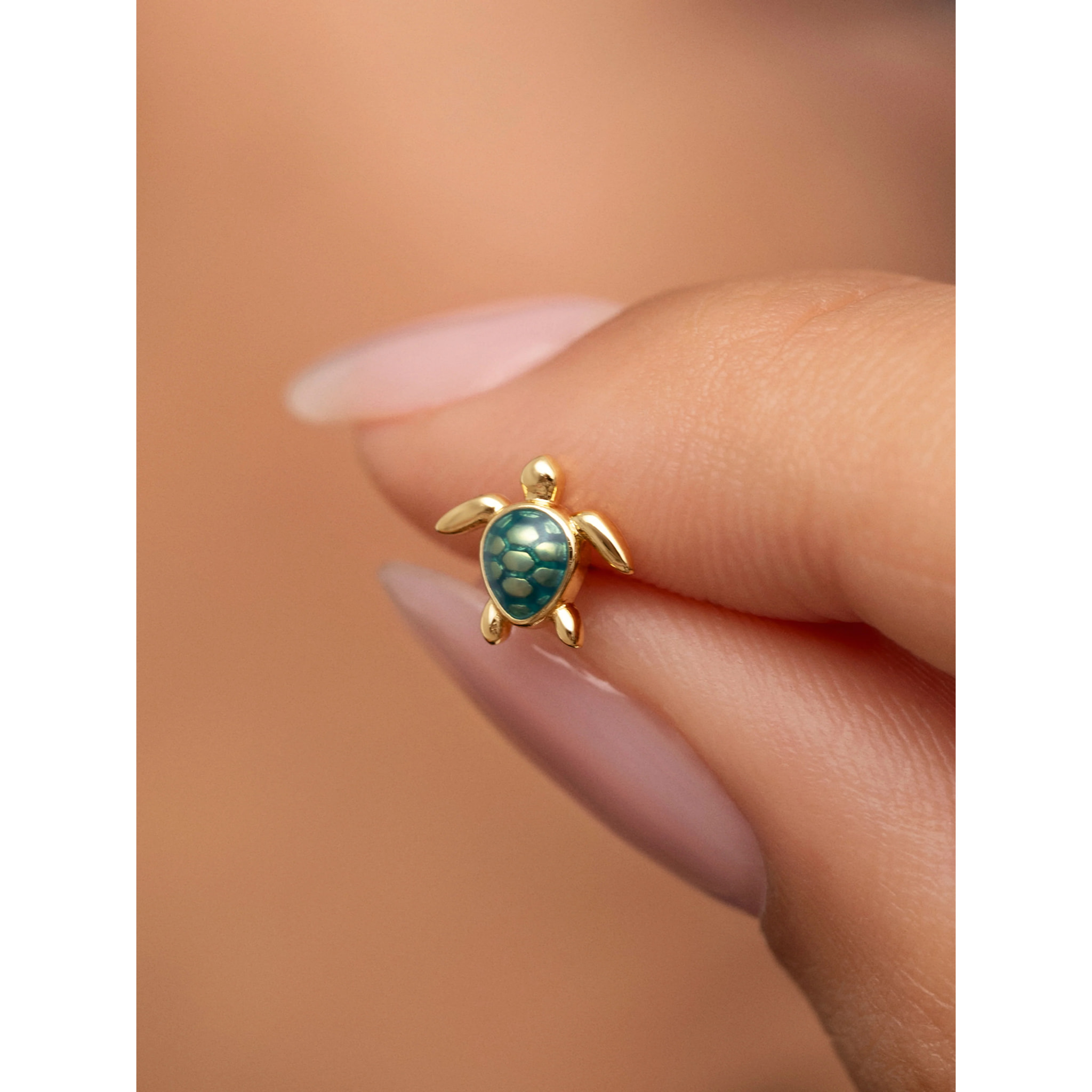 Pendiente Suelto Tortuga Baño Oro