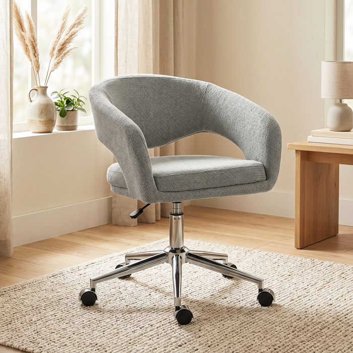 Chaise de bureau design ajouré enveloppant tissu gris