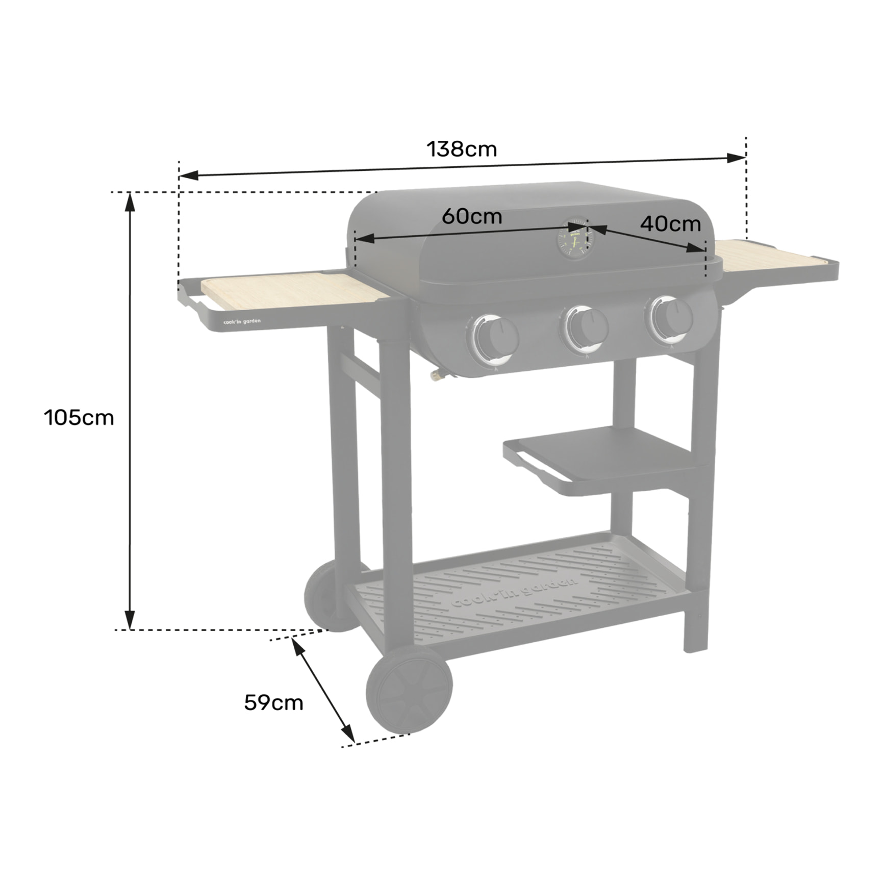 Cook'in Garden - Barbecue gaz FLAVO 60 SC sur chariot