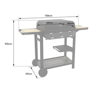 Barbecue gaz FLAVO 60 SC sur chariot