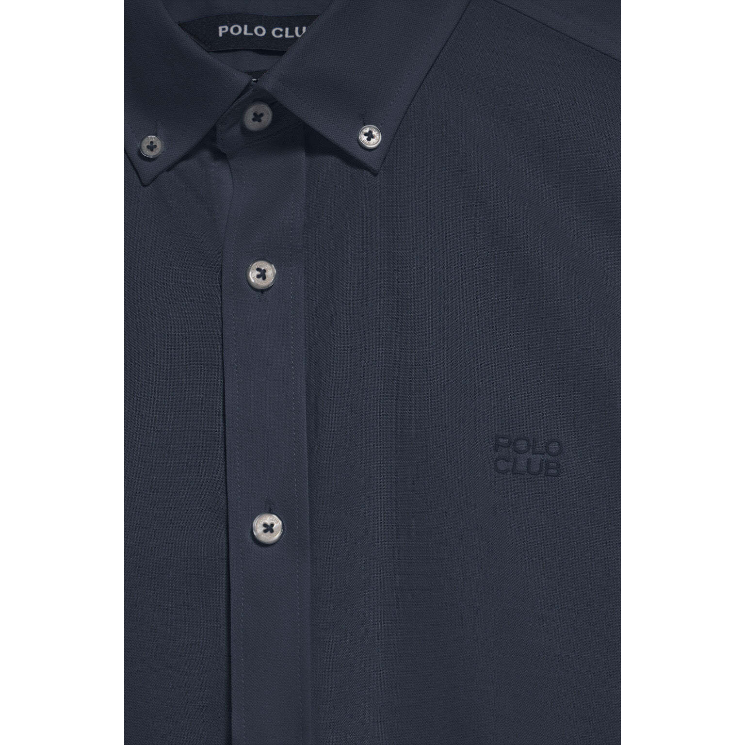 Camisa lisa oxford azul marino con logo bordado Polo Club