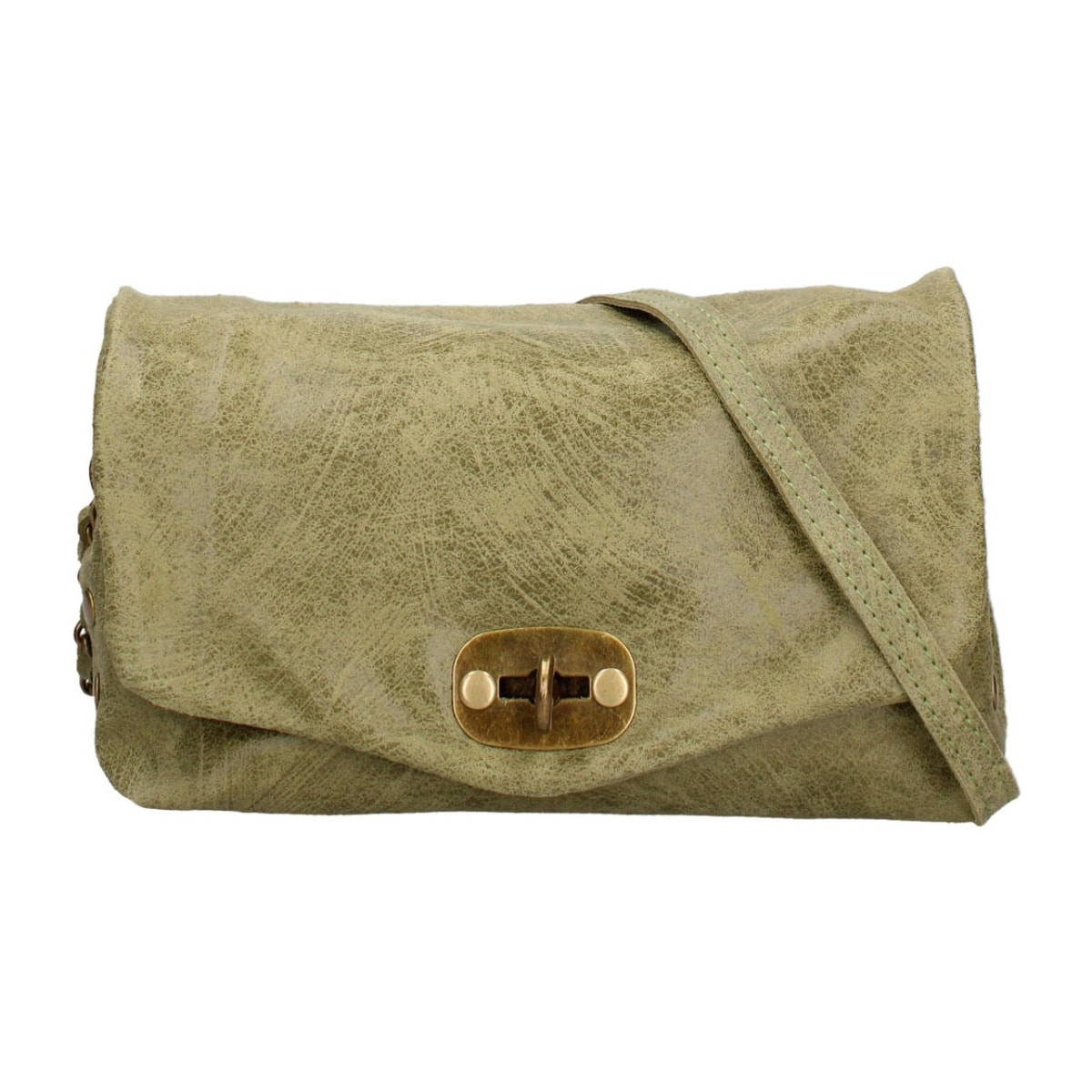 Borsa a tracolla da donna Made in Italy - Modello Floralia Lux - Pelle scamosciata - 25.0 x 15.0 x 11.0 cm