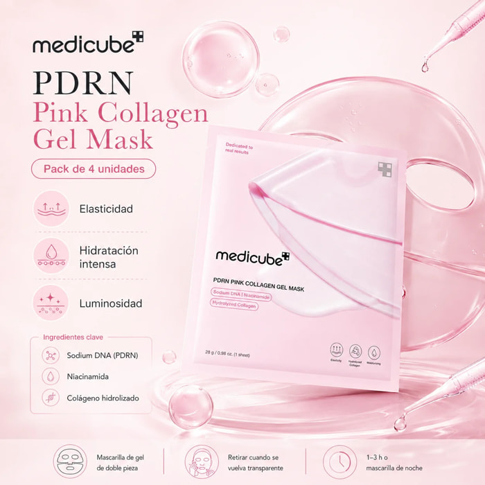 4x Mascarilla facial PDRN Pink Collagen Gel Mask Medicube 28 g