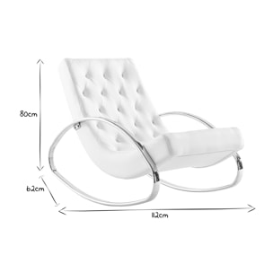 Rocking chair design blanc et acier chromé CHESTY