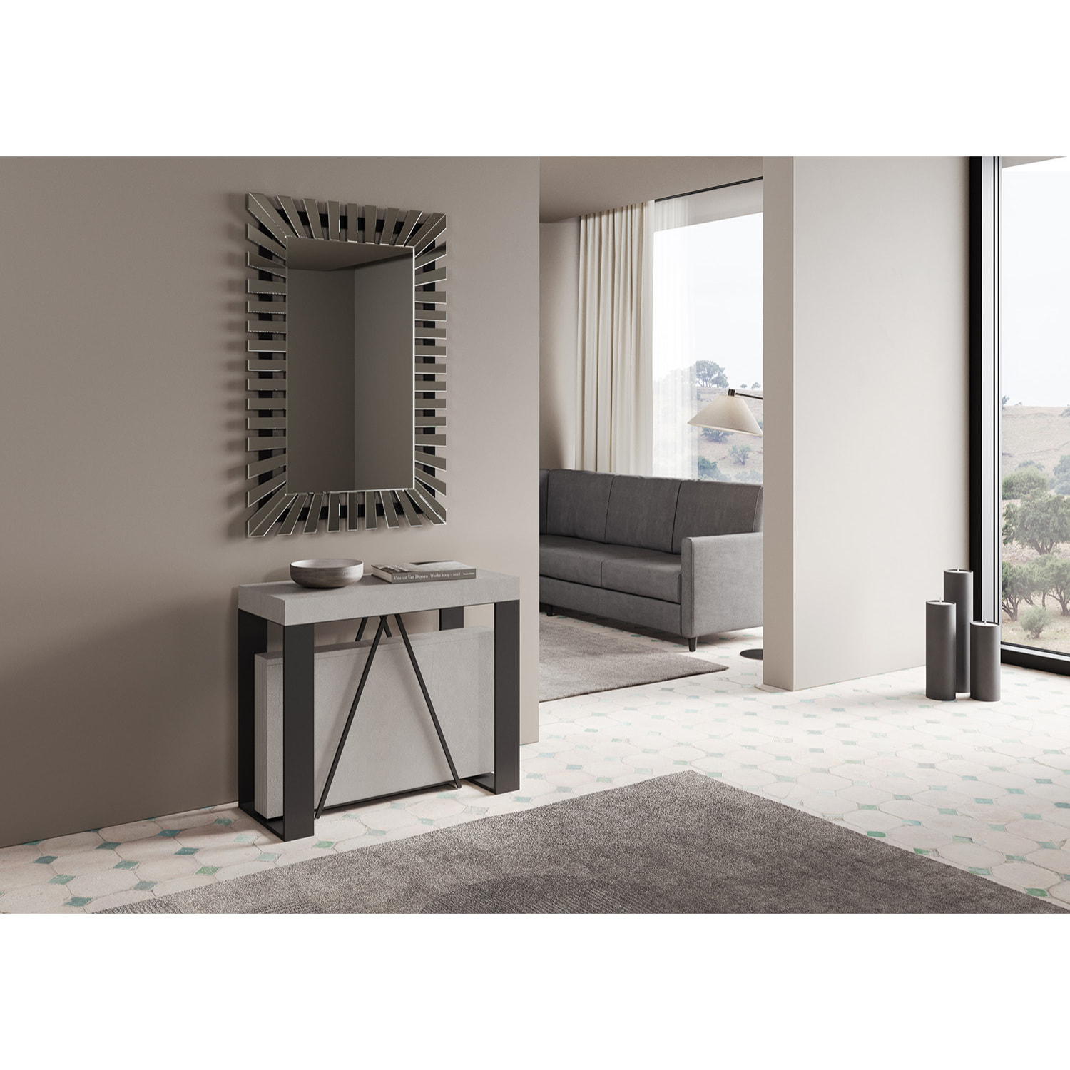 Consolle allungabile 90x40/196 cm Zamat Small cashmere telaio antracite