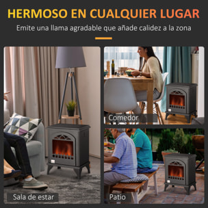 Chimenea de Bioetanol 7000 BTU Estufa de Bioetanol de Pie con Tanque de 1,2 L Apagallamas de Acero Inoxidable Tiempo de Combustión 3H para Interiores 20-25 m² 41x25x54 cm Negro