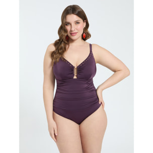 Fiorella Rubino - Bañador entero con tachuelas y detalle cut out - Burgundy