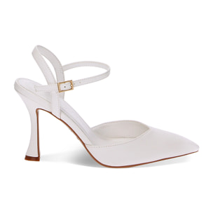 Décolleté slingback bianche, tacco 9,5 cm
