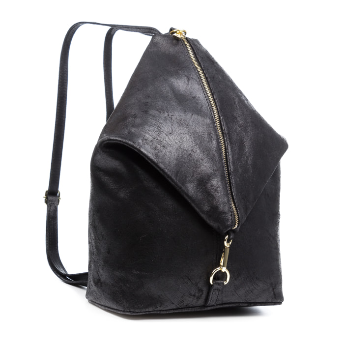 Lorena Bolso mochila Mujer.Piel auténtica Gamuza Lavado a la Piedra