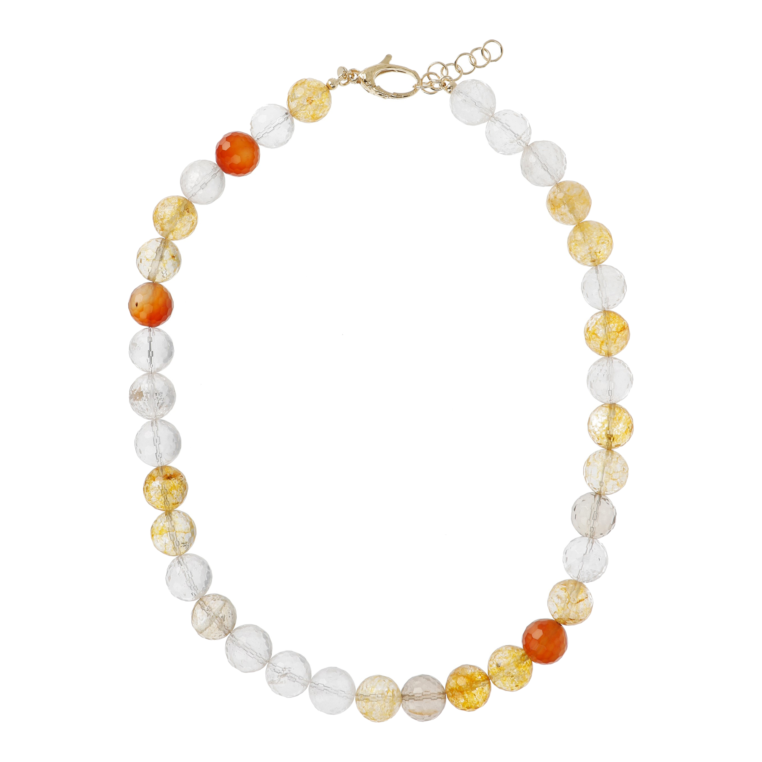 Collana Girocollo con Sfere di Pietra Naturale Citrino Multicolore