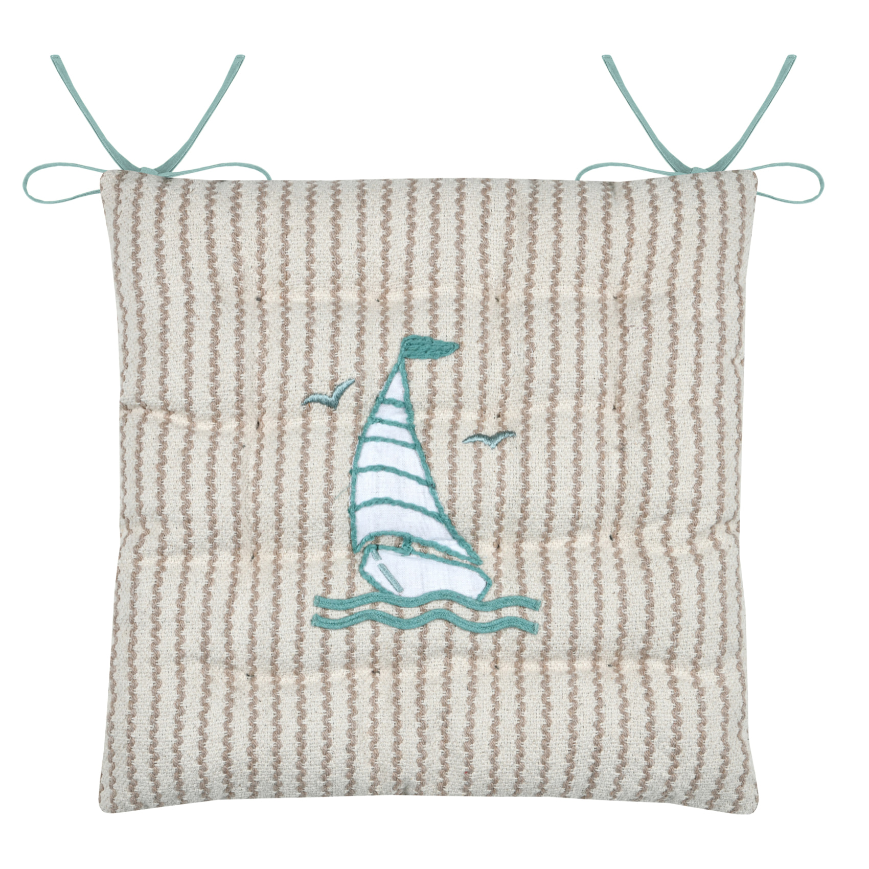 Galette de chaise polycoton matelassée marin - Naturel