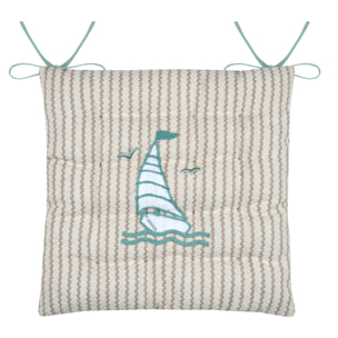 Galette de chaise polycoton matelassée marin - Naturel