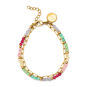 Pulsera Dye Dots Pastel Acero Baño Oro
