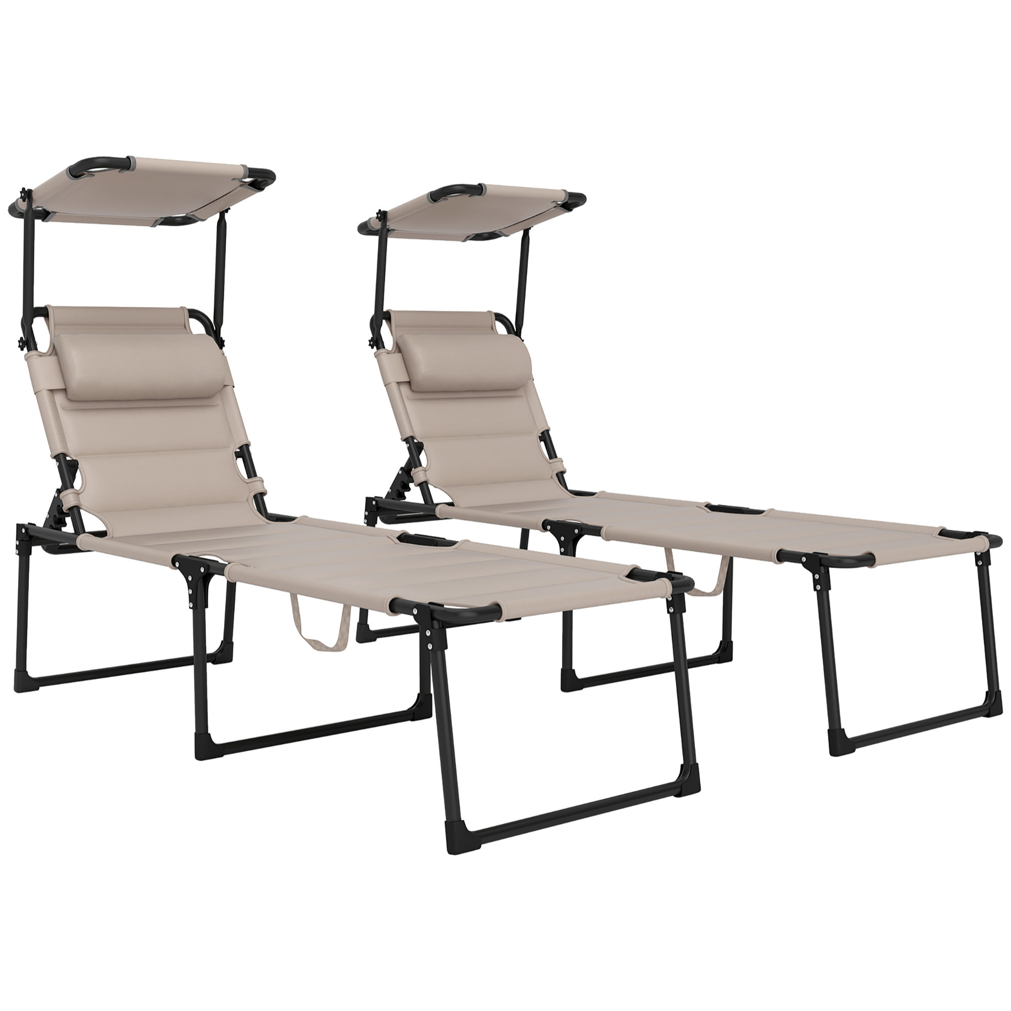 Lot de 2 bains de soleil – Grand confort – Pare-soleil réglable