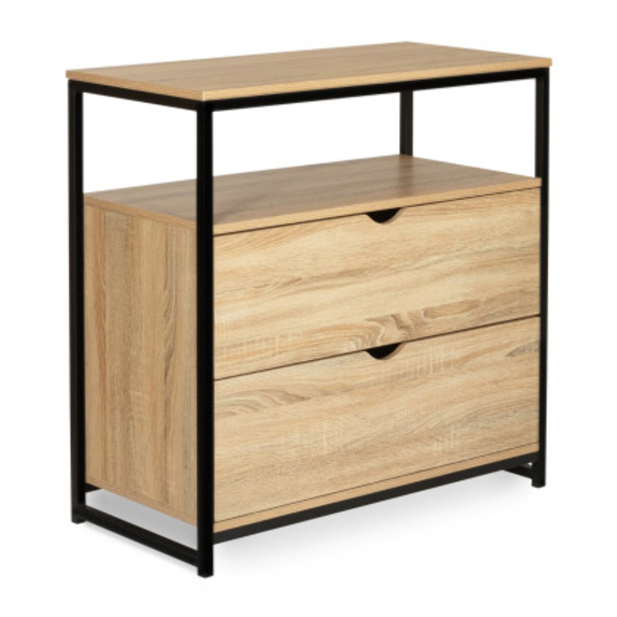 Commode Memphis 2 tiroirs + 1 étagère