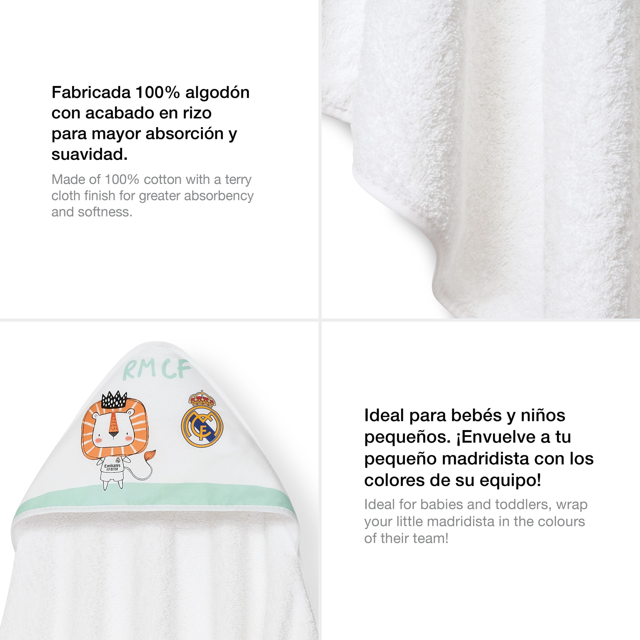 Capa de Baño 1X1 Real Madrid Leon Escudo Blanco