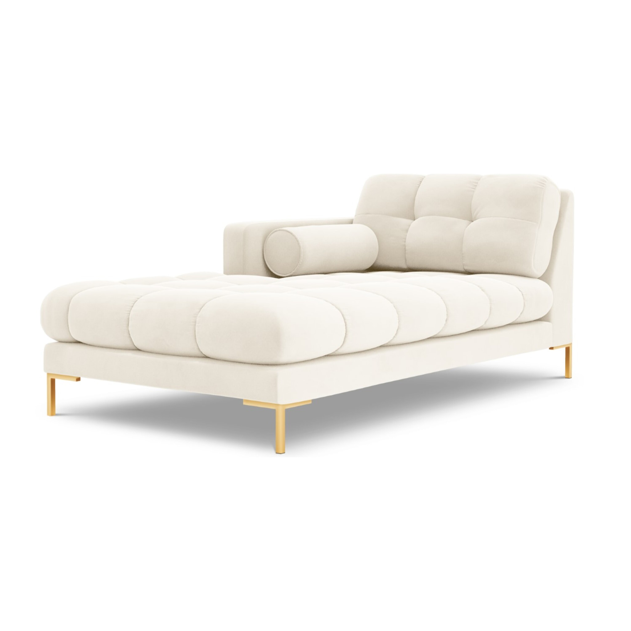 Méridienne gauche "Bali" en velours beige clair