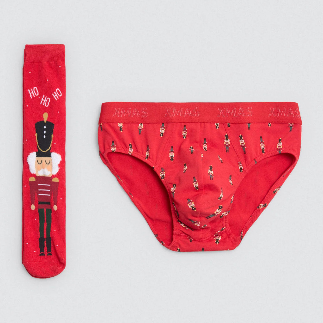 Confezione di slip e calzini con stampa natalizia