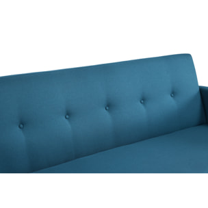 Canapé scandinave convertible 3 places en tissu bleu canard OLIVER