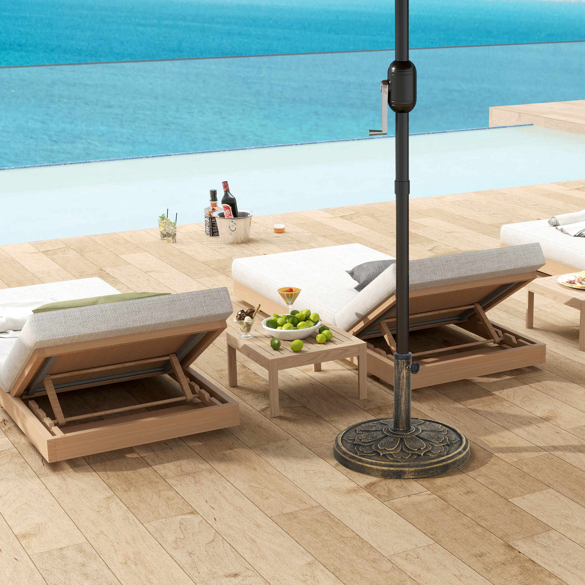 Base para Sombrilla Redonda Soporte para Parasol Pie para Sombrilla Relleno de Cemento Peso 12 kg para Jardín Terraza Bronce