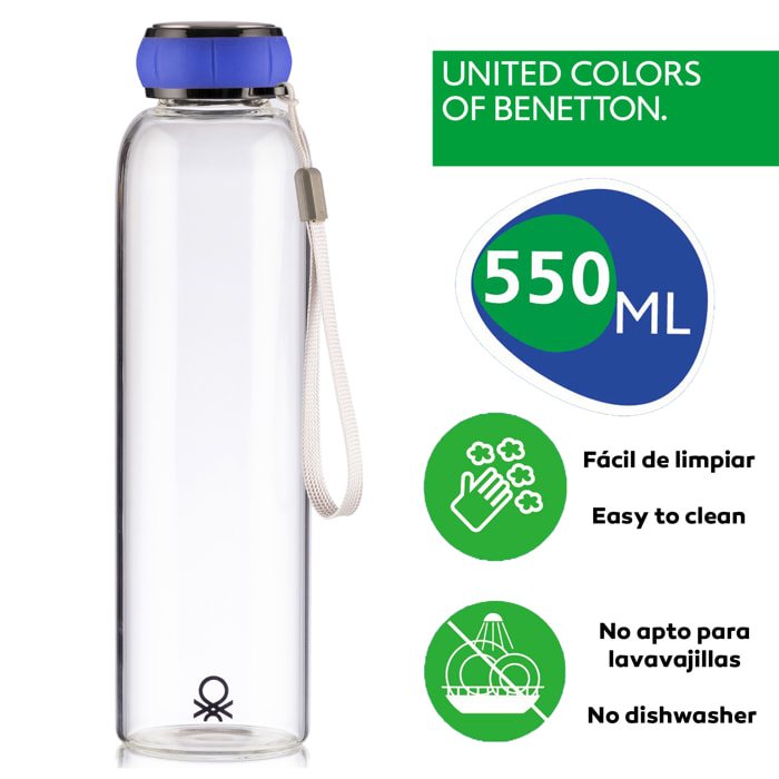 Botella de agua  tapa azul  benetton