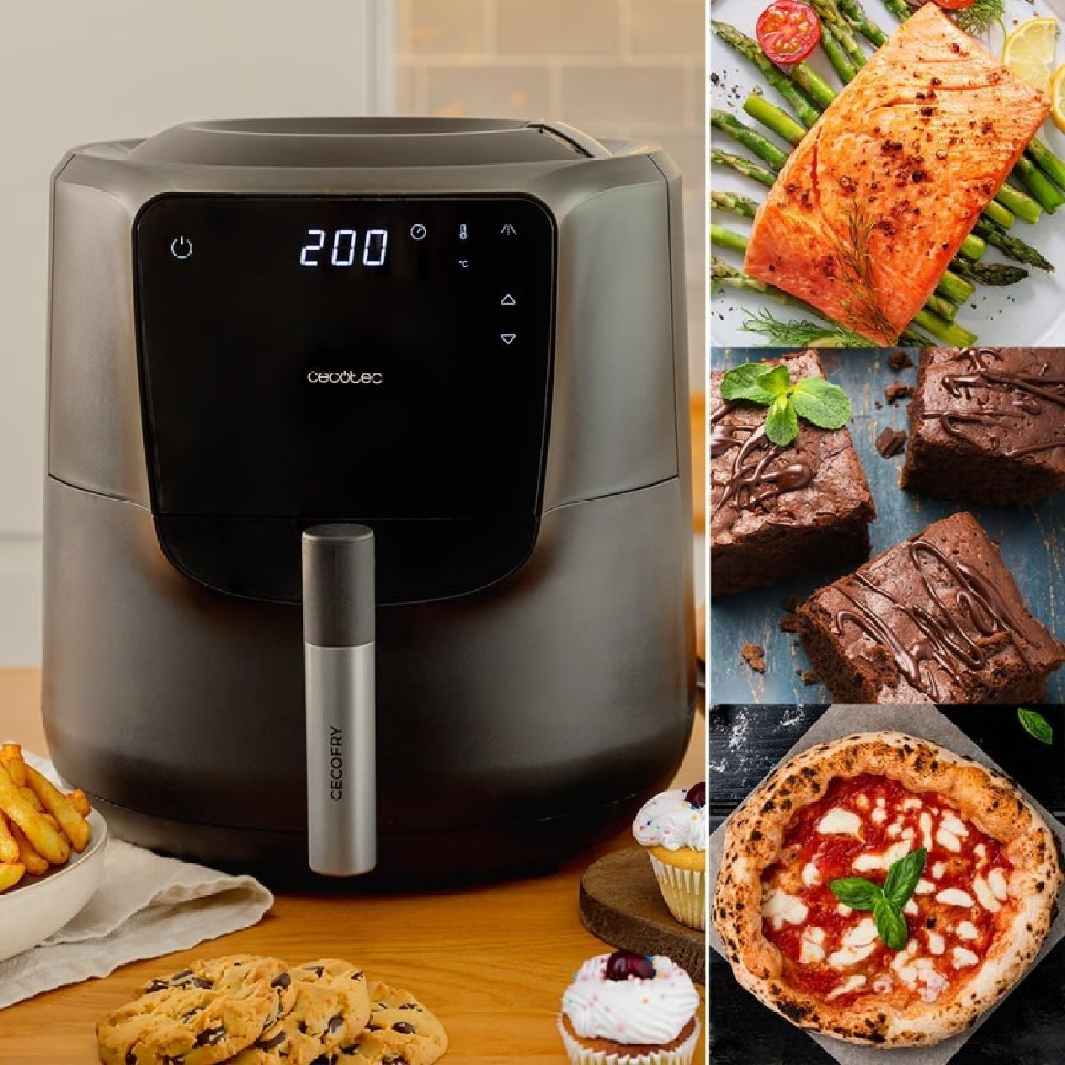 Cecotec Freidora de Aire sin Aceite de 55 L Cecofry Rain Air Fryer. 1550 W Spray