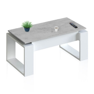 Mesa de centro elevable Neo Blanco Artik (Blanco Mate) - Gris Cemento