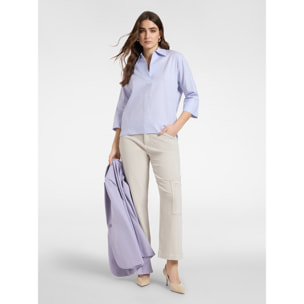 Elena Mirò - Camicia in popeline maniche tre quarti - Viola