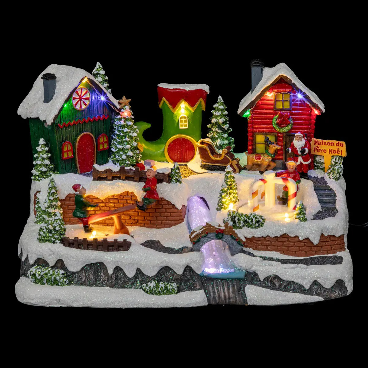 Village lumineux jeux de lutins 13 LED l.31cm musical